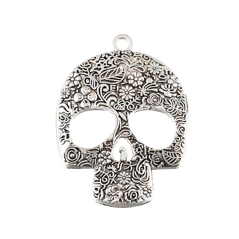 66x49MM Zinc Alloy Rose Skull Charm Pendant for DIY Necklace Bracelet Jewelry Making