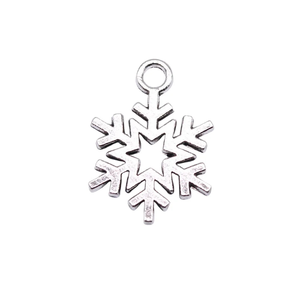 19x14mm 0.7g Antique Silver Zinc Alloy Snowflake Charm Pendant for DIY Christmas Jewelry Making