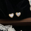 Natural Shell Irregular Heart Bow Geometric Drop Earrings Elegant Minimalist