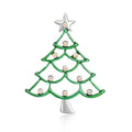 Cute Green Enamel Christmas Tree Brooch With Rhinestone Star, Holiday Lapel Pin Corsage Gift