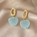 Sweet Heart Shaped Resin Stud Earrings With Silver Plated Posts For Summer Cute Style