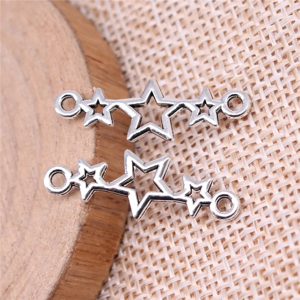 25x9mm 0.6g Multicolor Zinc Alloy Five Pointed Star Connector Charm Pendant for Bracelet Making