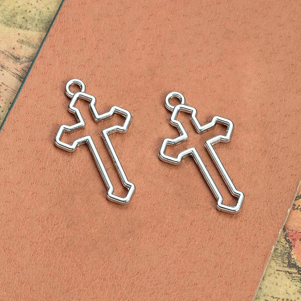 38x22MM Zinc Alloy Cross Hollow Charm Pendant for DIY Necklace Bracelet Jewelry Making