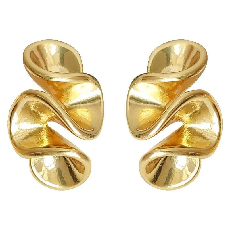 14K Electroplated Copper Irregular Geometric Stud Earrings Creative Chic Jewelry