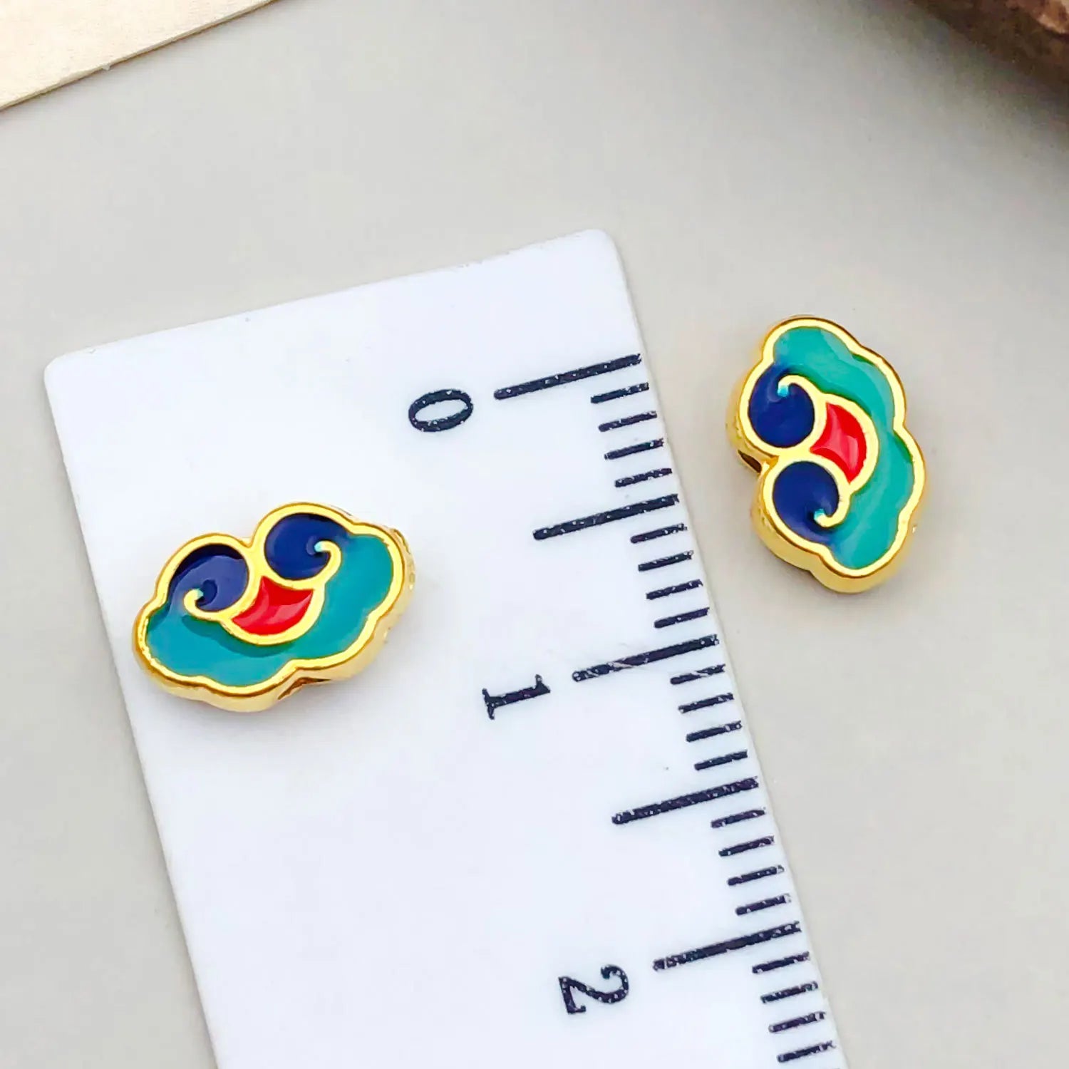 Enamel Zinc Alloy Auspicious Cloud Loose Metal Double Sided Beads for DIY Hanfu Tassel Jewelry Making