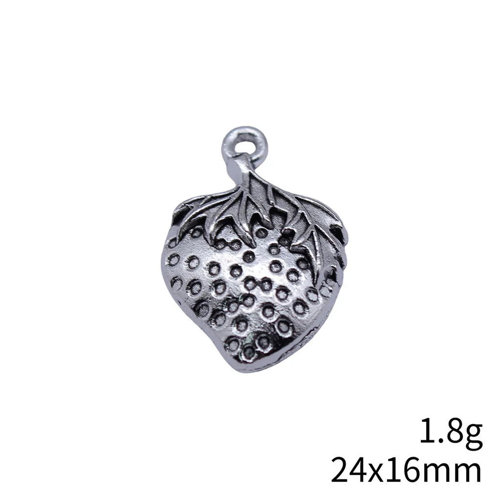 24x16mm 1.8g Antique Silver Finish Zinc Alloy Strawberry Charm Pendant for Bracelet Necklace DIY