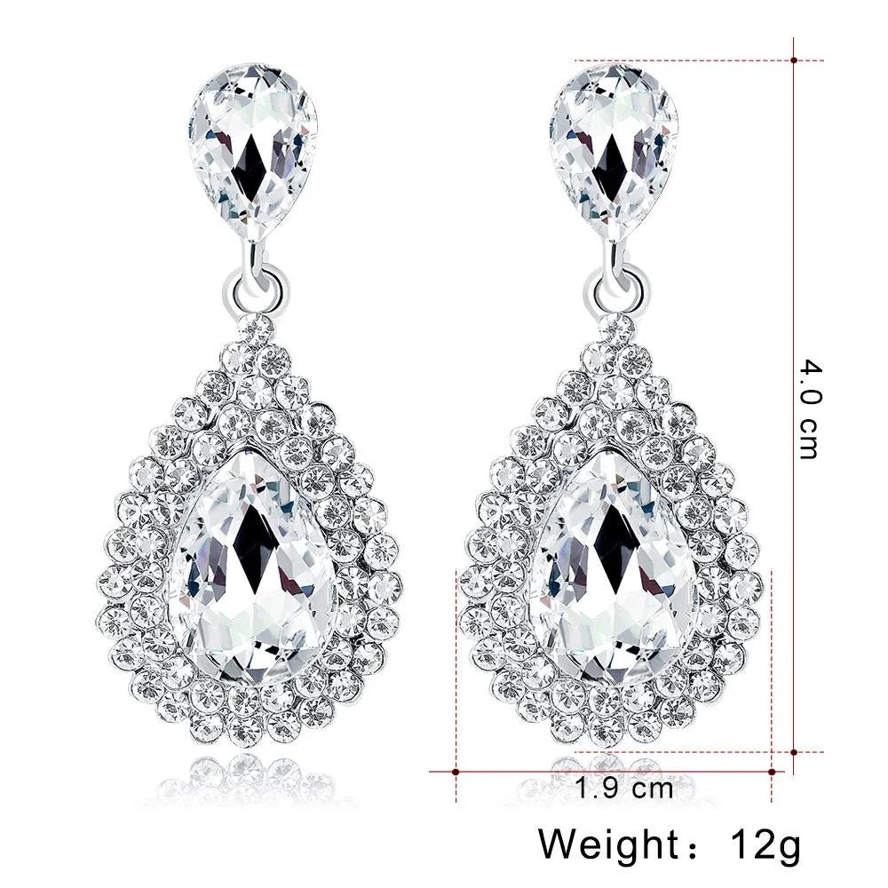 Luxury Statement Teardrop Crystal Rhinestone Alloy Dangle Earrings For Wedding Party Banquet Gift