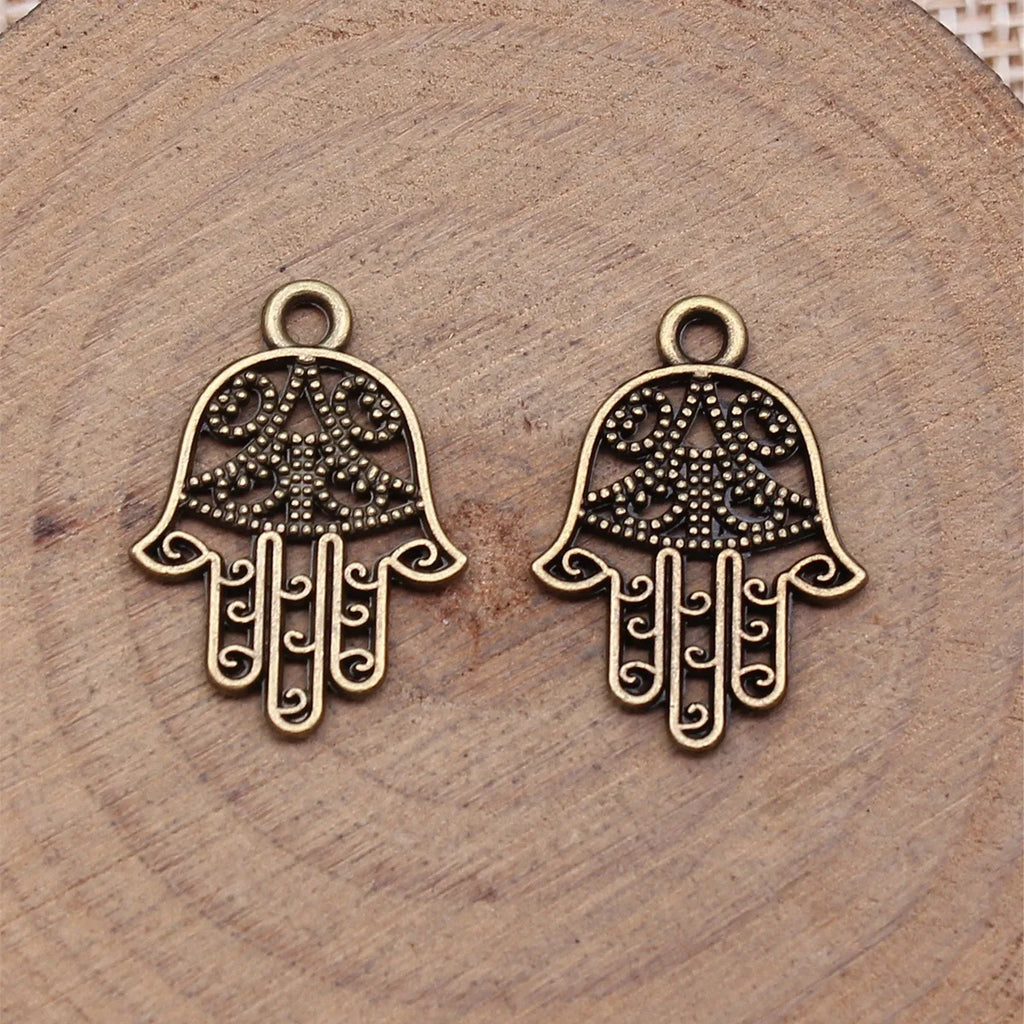 20x15mm 0.8g Multicolor Zinc Alloy Hamsa Hand Charm Pendant for DIY Bracelet Necklace Making