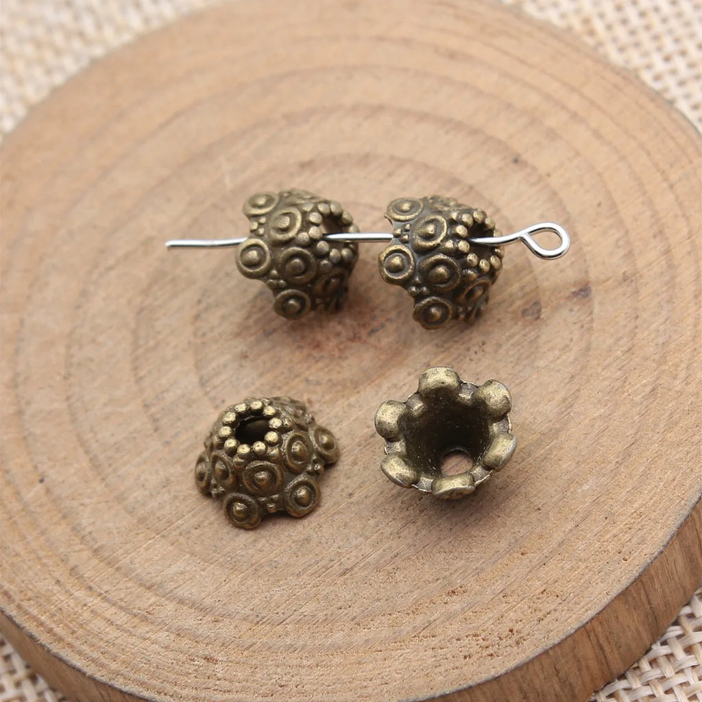 10x10x5.9mm 1.04g Multicolor Zinc Alloy Flower Bead Caps for Earrings Bracelet Necklace DIY Jewelry Making