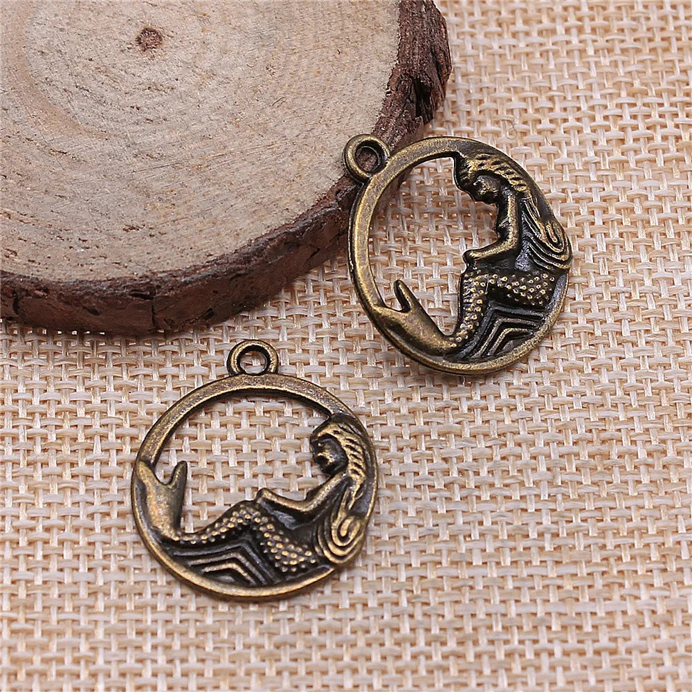 23mm 2.3g Multicolor Zinc Alloy Mermaid Charm Pendant for Ocean Theme Necklace Bracelet Making