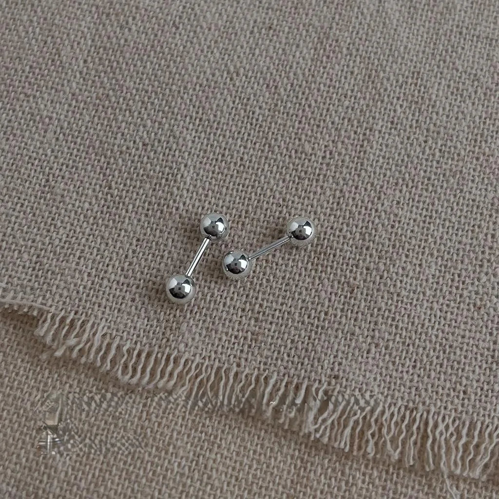 304 Stainless Steel Round Ball Stud Earrings Minimalist Barbell Cartilage Earrings 3-6mm