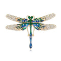 Elegant Enamel Rhinestone Dragonfly Brooch For Women, Gold Alloy Lapel Pin Corsage Suit Accessory Gift