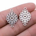 15x25mm 1.1g Antique Silver Zinc Alloy Flower Connector Charm for DIY Vintage Jewelry Making