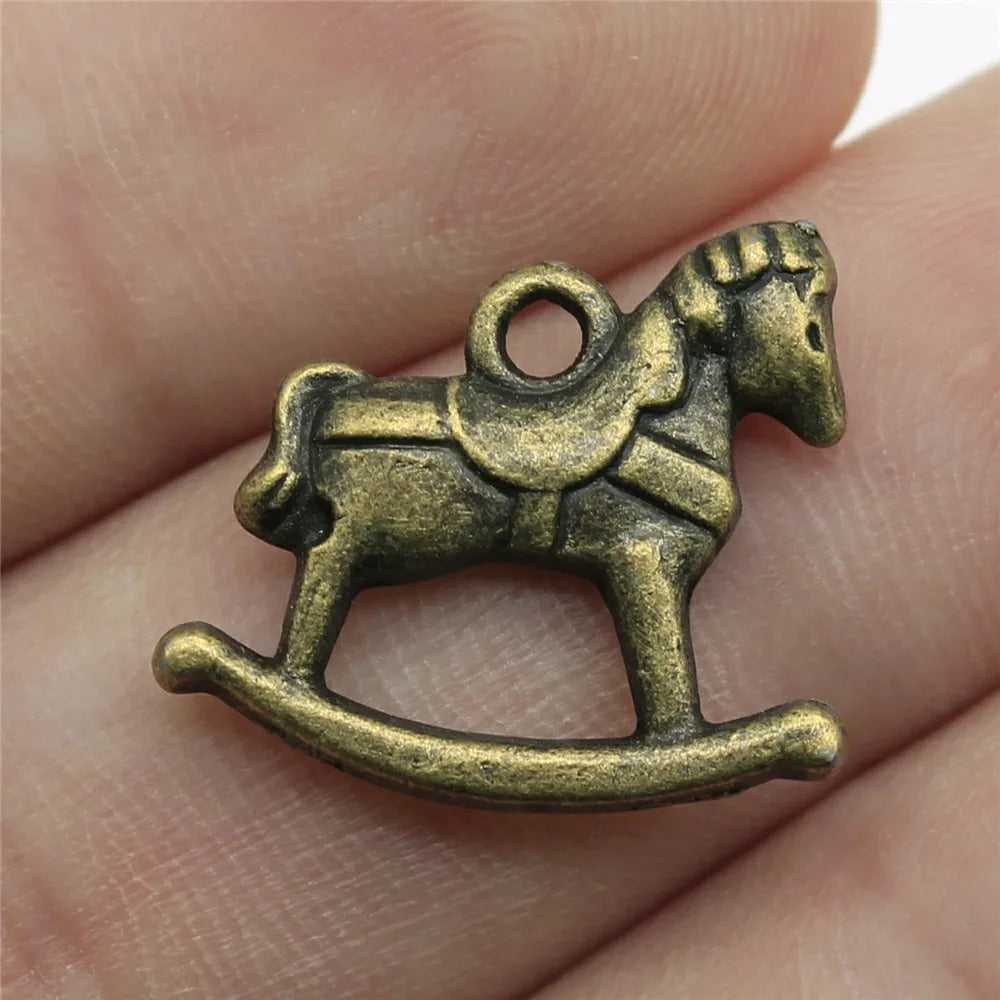 19x18mm 2.3g Multicolor Zinc Alloy Rocking Horse Charm Pendant for DIY Necklace Bracelet Jewelry Making