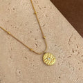 Vintage French 18K Gold Plated Stainless Steel Star Geometric Round Layering Clavicle Necklace