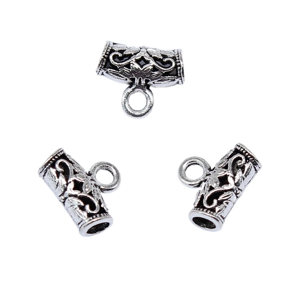 8x10mm 0.35g Multi Color Zinc Alloy Hollow Pattern Three Way Bail Connector for DIY Necklace Bracelet