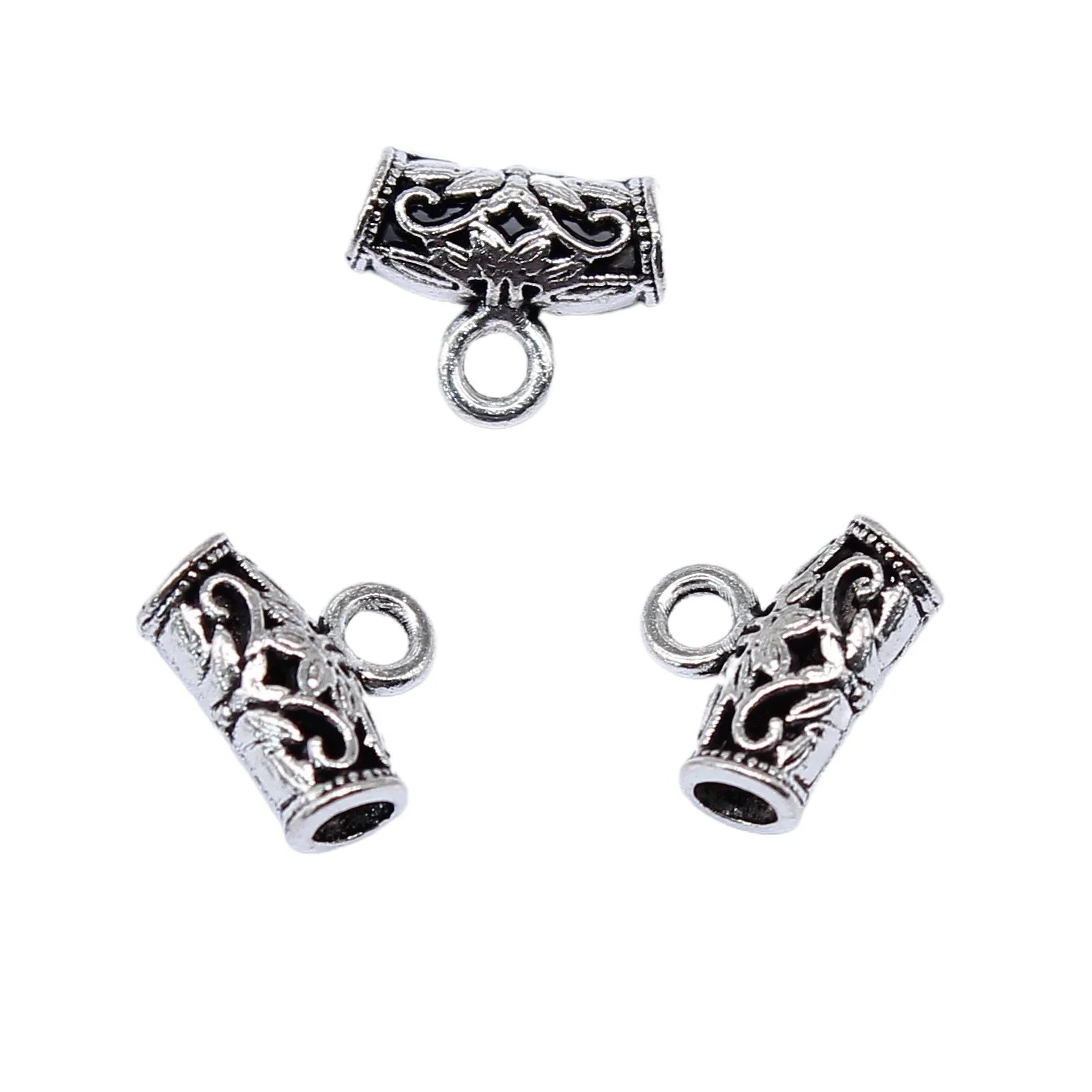 8x10mm 0.35g Multi Color Zinc Alloy Hollow Pattern Three Way Bail Connector for DIY Necklace Bracelet