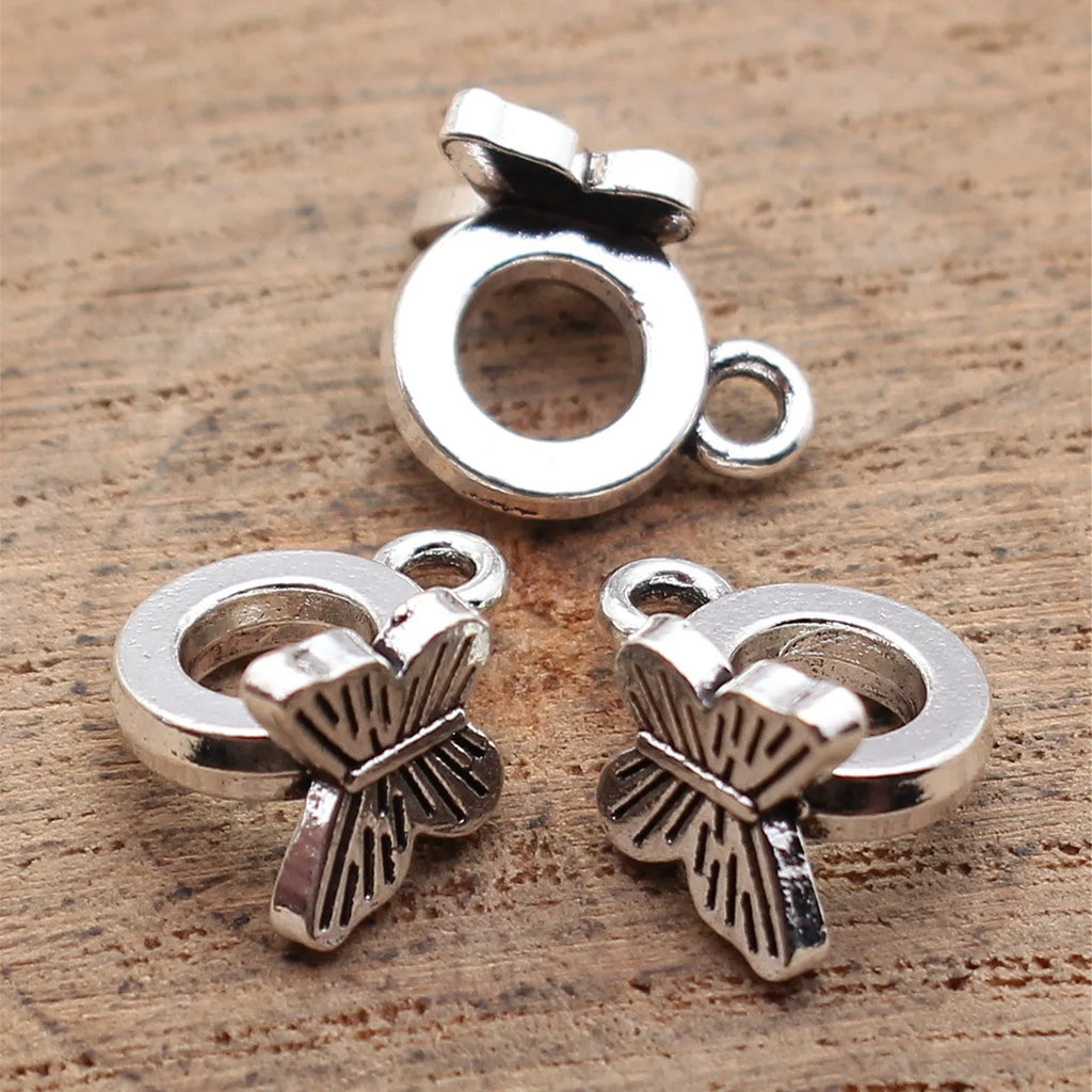 11x9.3x8.5mm 0.93g Antique Silver Zinc Alloy Butterfly Pendant Bail Jewelry Findings for DIY Charm Making