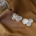 Handmade Acrylic Floral Petal Stud Earrings Silver Plated Pin Korean Japanese Pastoral Jewelry