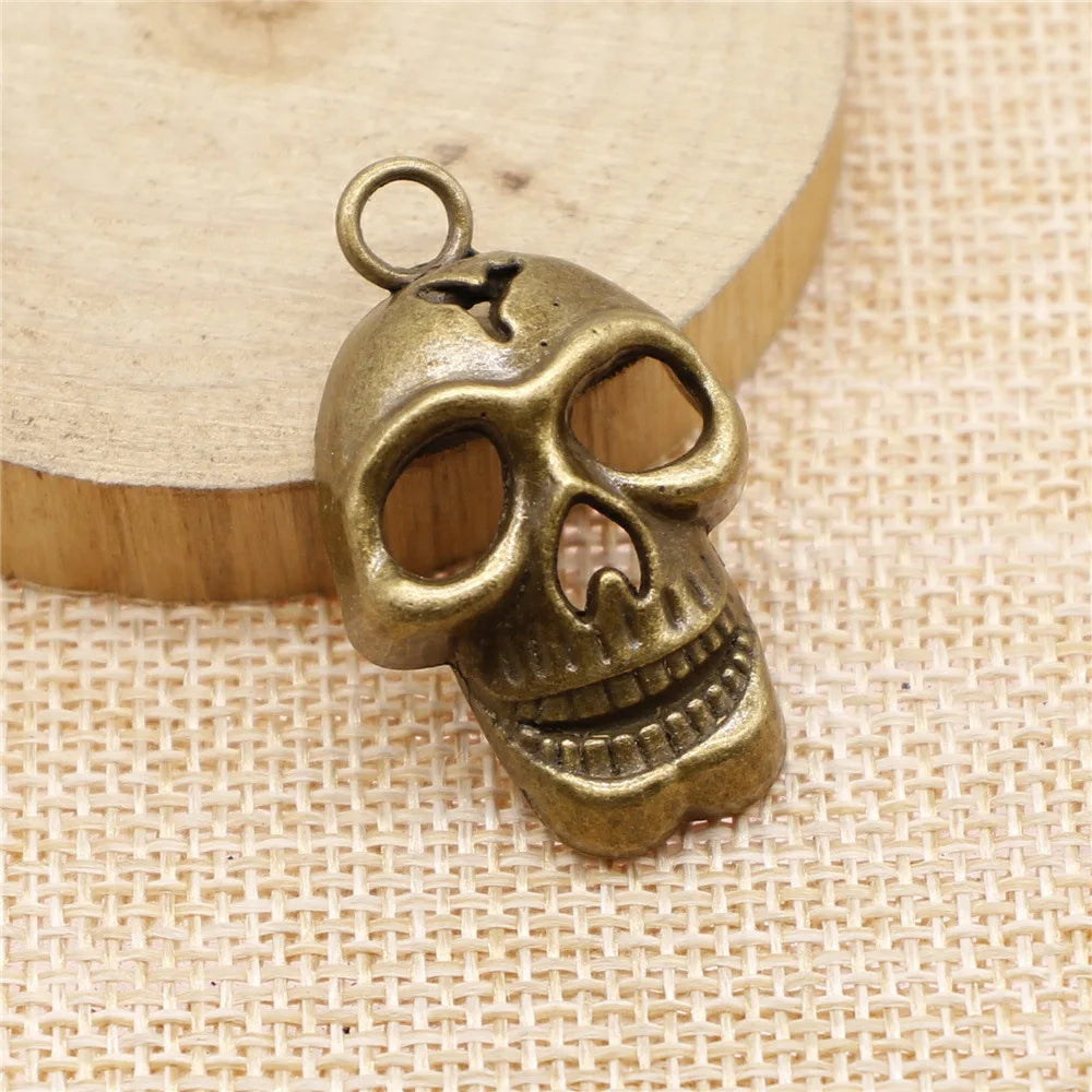37x22mm 6.3g Multicolor Zinc Alloy Skull Charm Pendant for DIY Gothic Necklace Bracelet Making