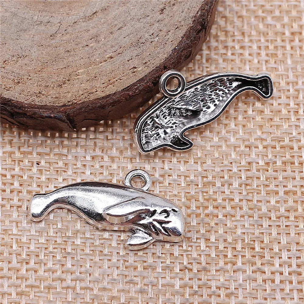 24x13mm 2.1g Antique Silver Zinc Alloy Manatee Charm Pendant for DIY Necklace Bracelet Jewelry