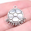 24x22mm 1.93g Antique Silver Zinc Alloy Best Friends Football Charm Pendant for DIY Sports Jewelry