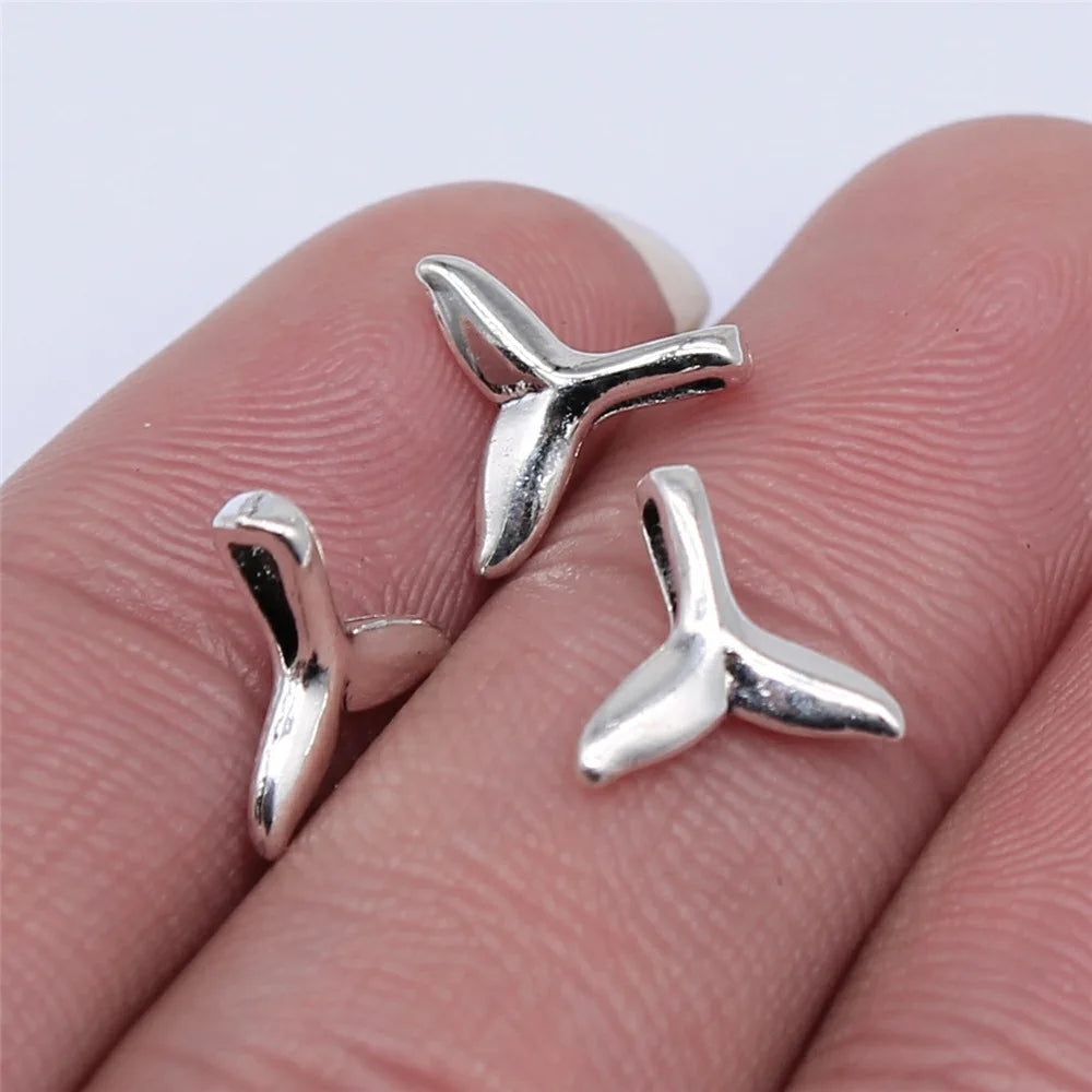 10x10mm 0.35g Multicolor Zinc Alloy Whale Tail Charm Pendant for DIY Necklace Bracelet Jewelry Making
