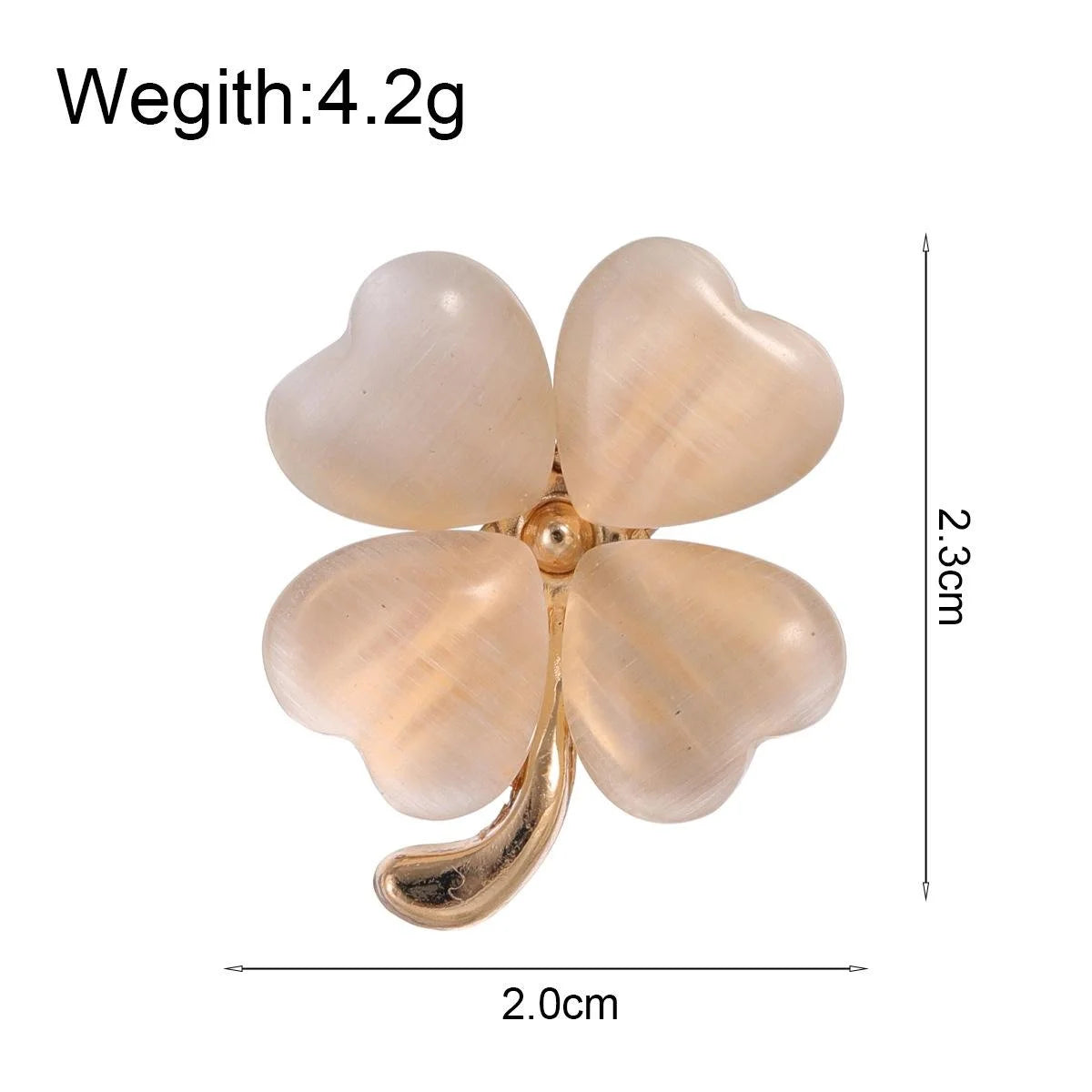 Elegant Green Cat Eye Four Leaf Clover Alloy Brooch For Women, Lucky Lapel Pin Corsage Suit Accessory