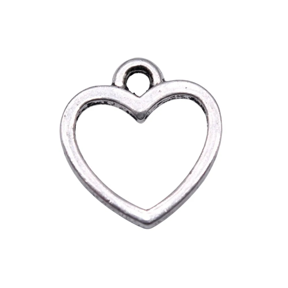 12x11mm 0.31g Multicolor Zinc Alloy Hollow Heart Charm Pendant for DIY Bracelet Necklace Making