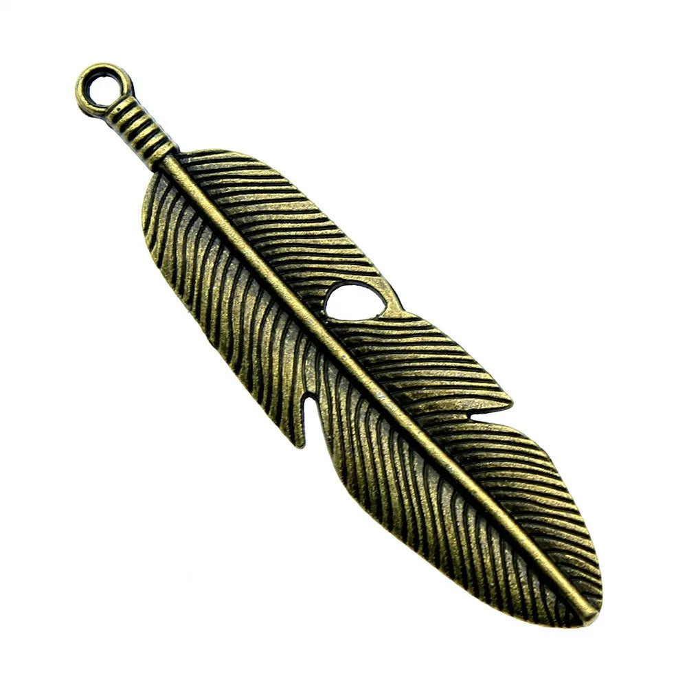62x15mm 5.5g Multicolor Zinc Alloy Feather Charm Pendant for Necklace Earring DIY Jewelry Making
