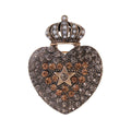 Vintage Heart Crown Brooch With Rhinestone Star And Pearl Accents, Elegant Alloy Lapel Pin Suit Accessory