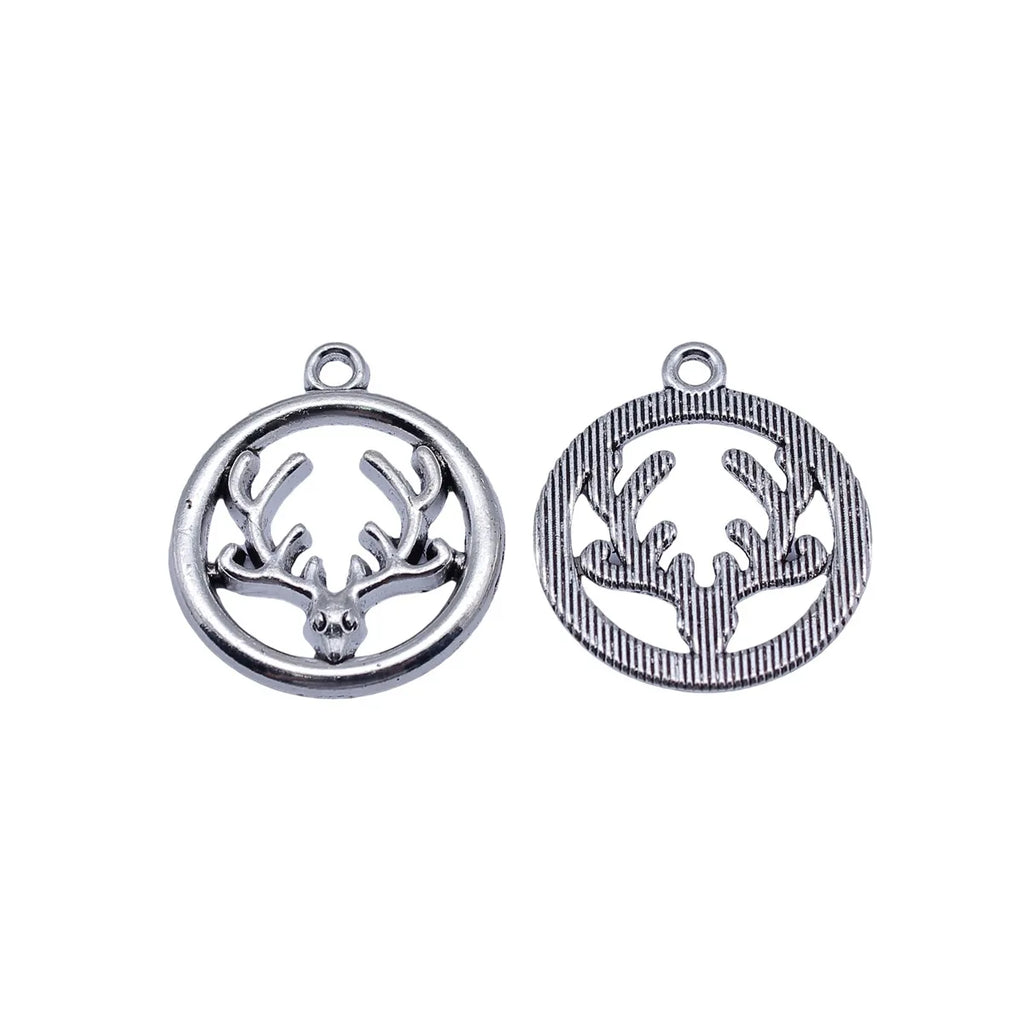 25x22mm 2.8g Antique Silver Zinc Alloy Elk Charm Pendant for DIY Necklace Bracelet Jewelry