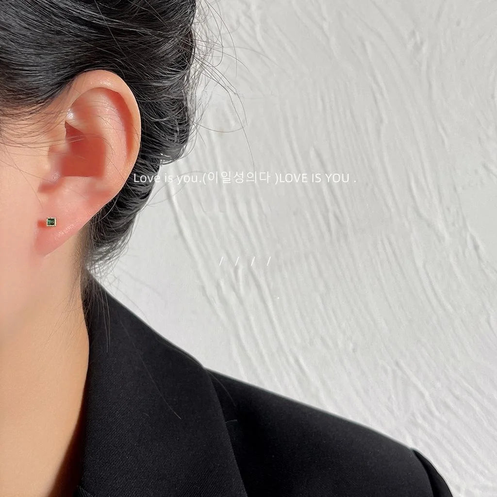 6 Piece 14K Plated Copper Chinese Character Mini Stud Earrings Style