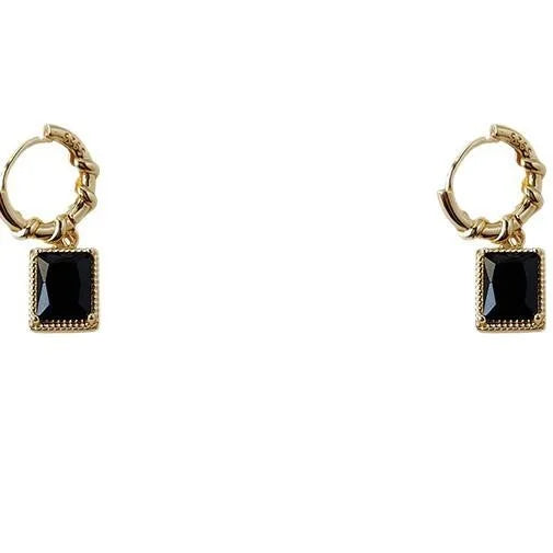 Minimalist Geometric Square Zircon Drop Earrings, Colorfast Plated Eco Copper Jewelry