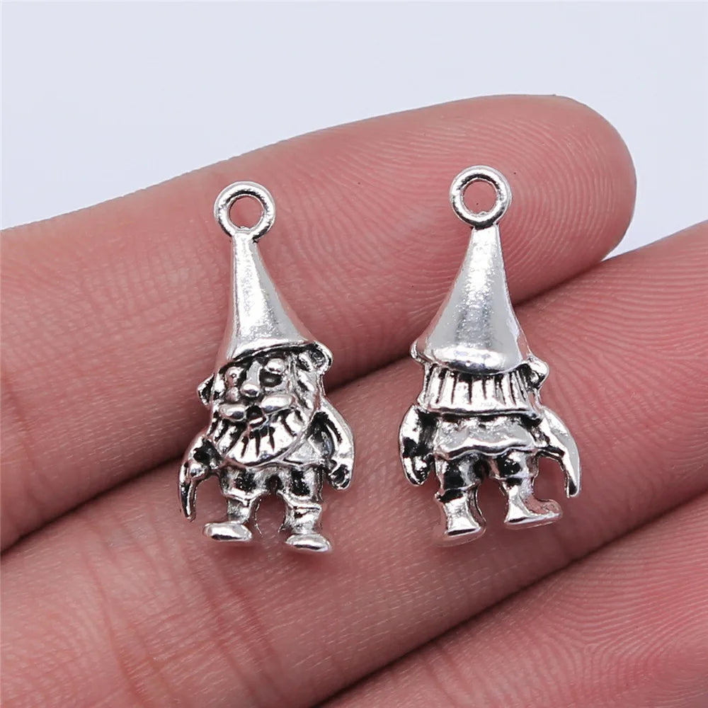 23x10mm 2.5g Antique Silver Zinc Alloy Santa Claus Charm Pendant for DIY Christmas Jewelry Making