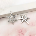 Antique Silver Zinc Alloy Hexagon Snowflake Bead for Christmas Bracelet Jewelry