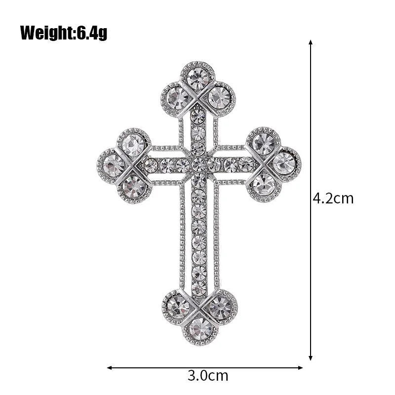 Luxury Rhinestone Cross Brooch For Women, Elegant Alloy Lapel Pin Corsage Suit Accessory Gift