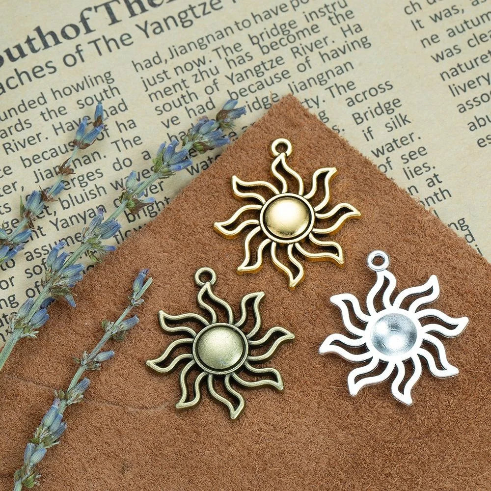 34x31MM Zinc Alloy Sun Charm Pendant for DIY Necklace Bracelet Jewelry Making