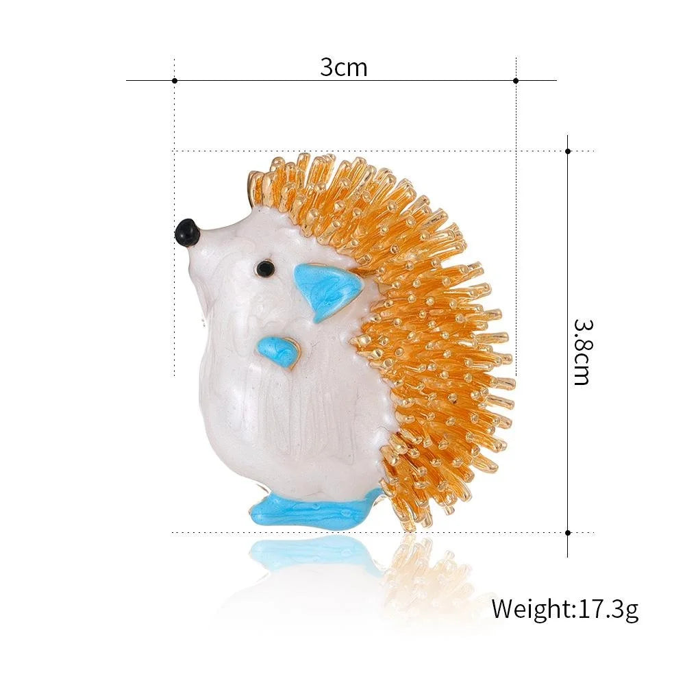 Cute Cartoon Hedgehog Enamel Alloy Brooch With Orange Spines, Fashion Animal Lapel Pin Corsage Gift