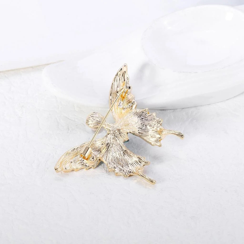 Elegant Enamel Alloy Pearl Butterfly Brooch Pin For Women, Fashion Lapel Corsage Suit Accessory Gift