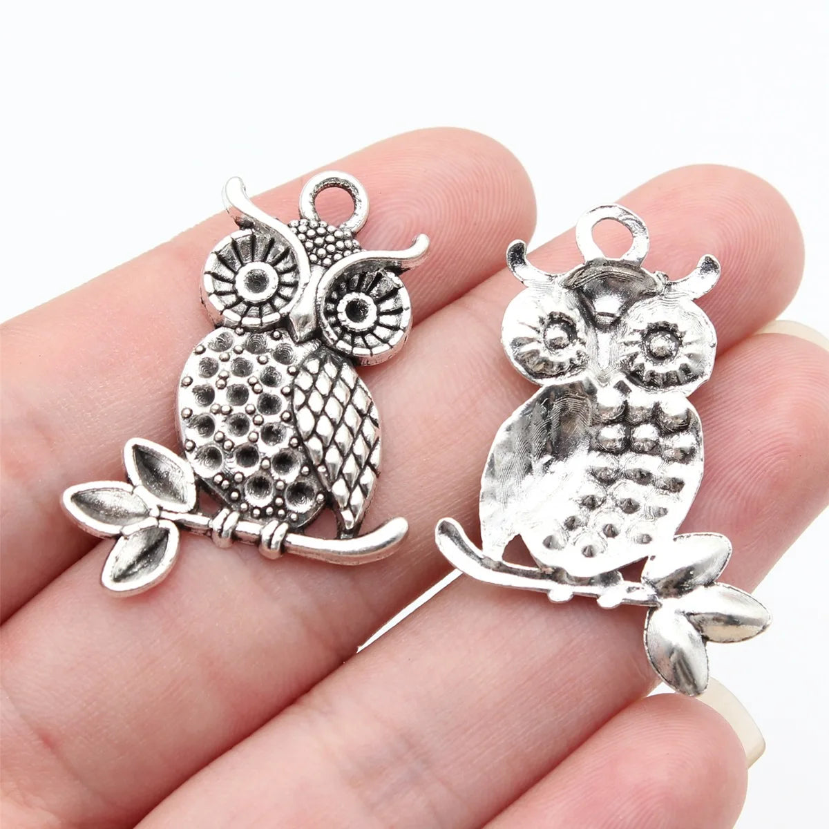 36x25mm 3.6g Antique Silver Zinc Alloy Owl Cat Charm Pendant for DIY Necklace Bracelet Jewelry Making