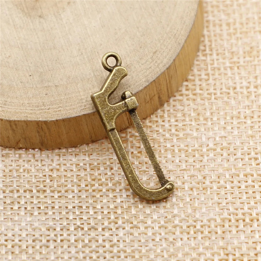30x9mm 1.6g Multicolor Zinc Alloy Saw Charm Pendant for DIY Tool Theme Jewelry Accessories