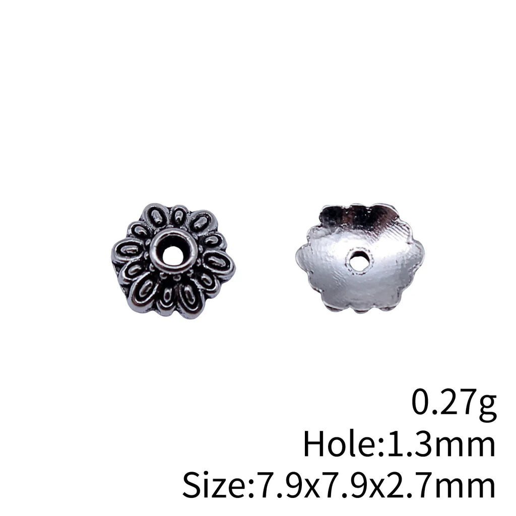 7.9x7.9x2.7mm 0.27g Multicolor Zinc Alloy Flower Bead Caps for Spacer Beads Bracelet DIY Jewelry Making