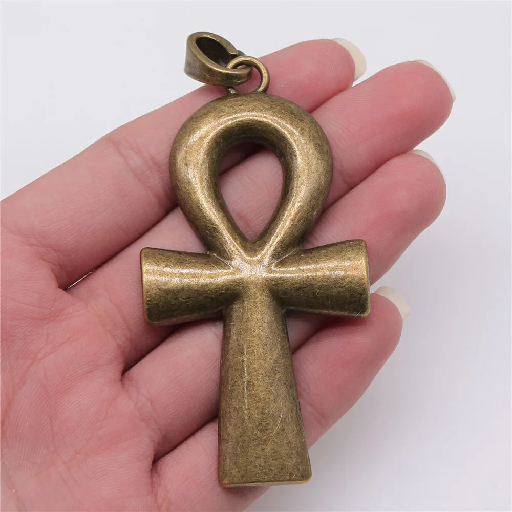 80x42mm 15.5g Multicolor Zinc Alloy Egyptian Cross Charm Pendant for DIY Jewelry Making