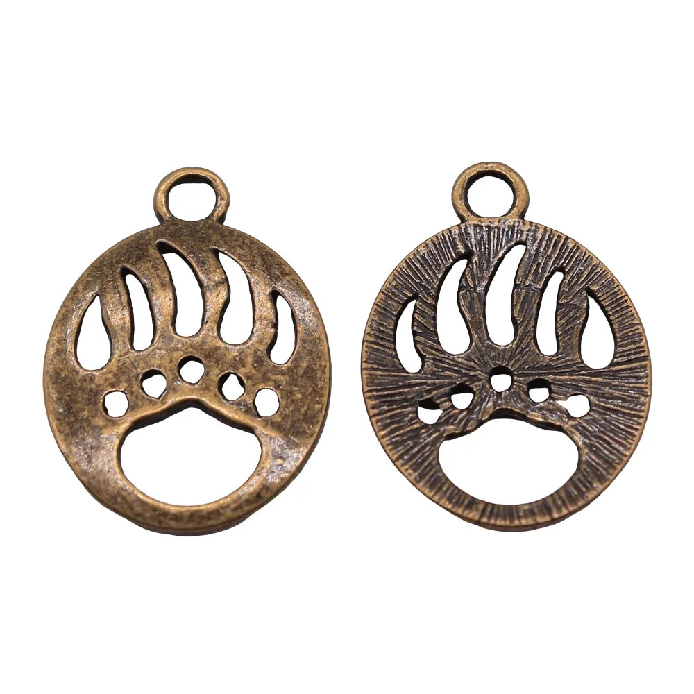 30x22mm 2.8g Antique Bronze Zinc Alloy Tiger Paw Charm Pendant for Animal Theme DIY Jewelry Making