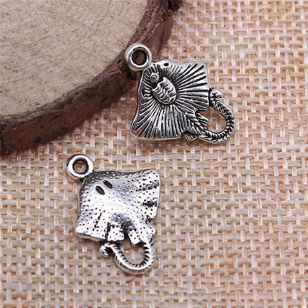 20x13mm 1.2g Multicolor Zinc Alloy Fan Shaped Fish Charm Pendant for DIY Ocean Jewelry Making