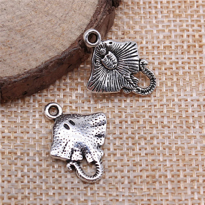 20x13mm 1.2g Multicolor Zinc Alloy Fan Shaped Fish Charm Pendant for DIY Ocean Jewelry Making