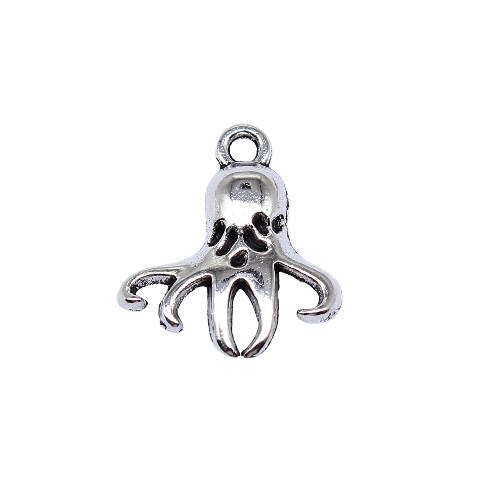 18x16mm 0.93g Antique Silver Zinc Alloy Octopus Fish Charm Pendant for DIY Ocean Theme Jewelry Making