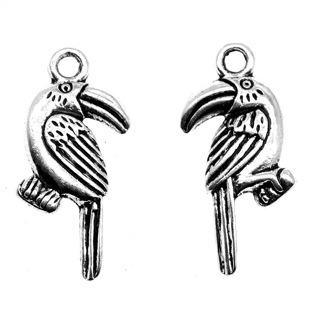 25x13mm 1.8g Antique Silver Zinc Alloy Toucan Bird Charm Pendant for DIY Necklace Bracelet Jewelry Making