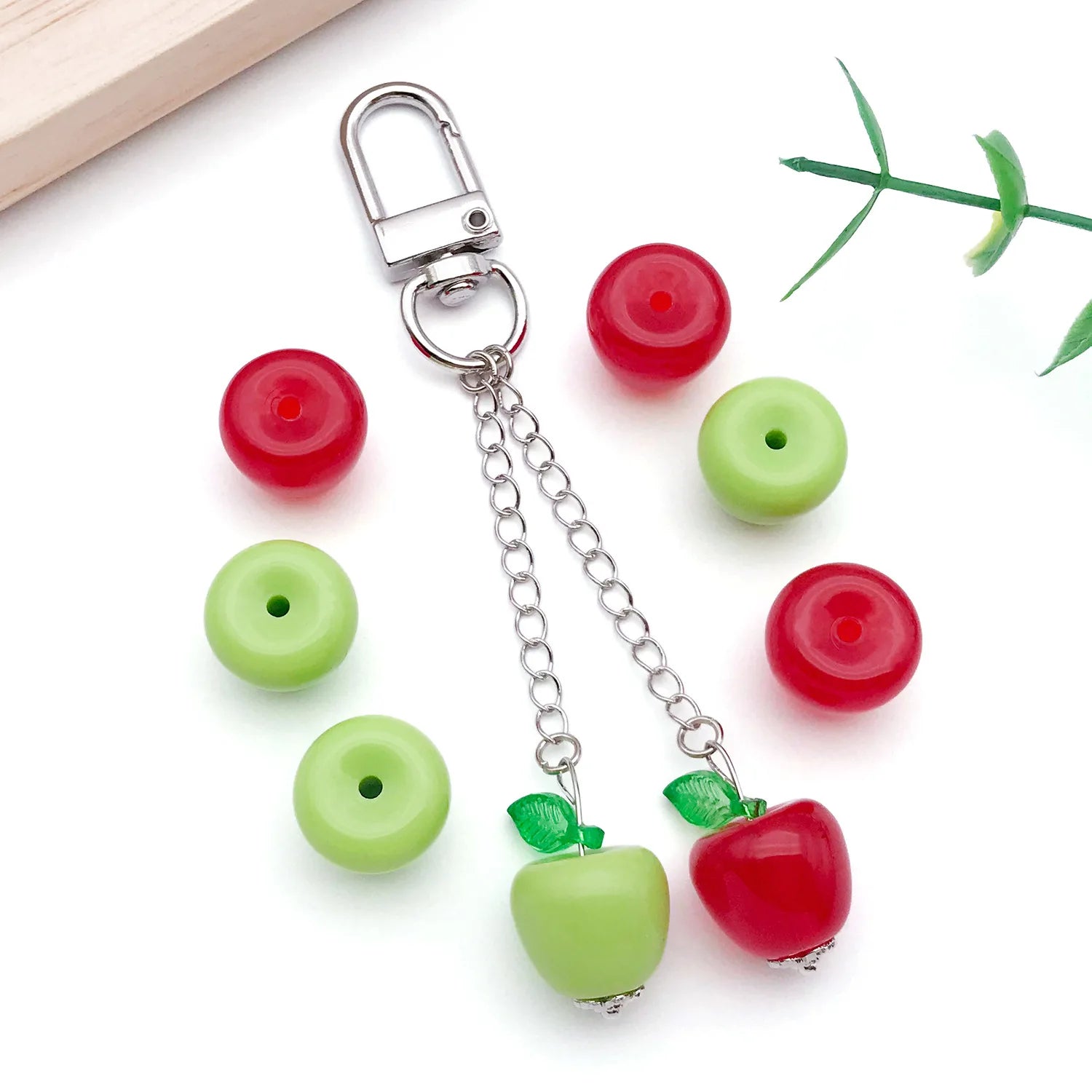 Glossy Acrylic Apple Loose Beads for Bracelet, Phone Chain and Keychain Jewelry Making